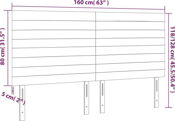 vidaXL Κεφαλάρι κρεβατιού με LED, μαύρο ύφασμα, 160x5x118/128 εκ.