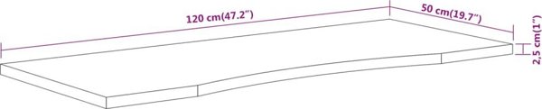 vidaXL Επιφάνεια γραφείου, 120x50x2,5 εκ., ορθογώνια, ξύλο ακασίας