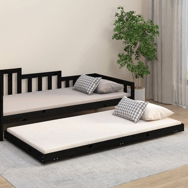 vidaXL Κά frame κρεβατιού, μαύρο, 100x200 cm, απαγορέυση πεύκου