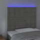 vidaXL Zaglowek do lozka z LED, jasnoszary, 80x5x118/128 cm, aksamit
