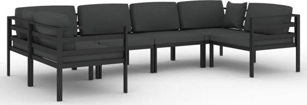 vidaXL 6-cz. zestaw mebli ogrodowych, poduszki, aluminium, antracyt