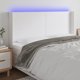 vidaXL Μαξιλάρι κεφαλής κρεβατιού με LED 183x16x118/128 cm λευκό τεχνητό δέρμα