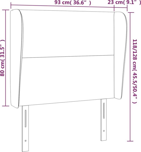 vidaXL Zaglowek uszak ciemnoszary 93x23x118/128 cm tkanina