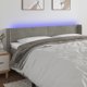 vidaXL Zaglowek do lozka z LED, jasnoszary, 183x16x78/88 cm, aksamit