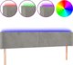 vidaXL Zaglowek do lozka z LED, jasnoszary, 183x16x78/88 cm, aksamit