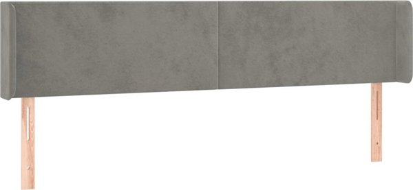 vidaXL Zaglowek do lozka z LED, jasnoszary, 183x16x78/88 cm, aksamit