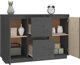 vidaXL Komoda, szara, 111x34x75 cm, lite drewno sosnowe