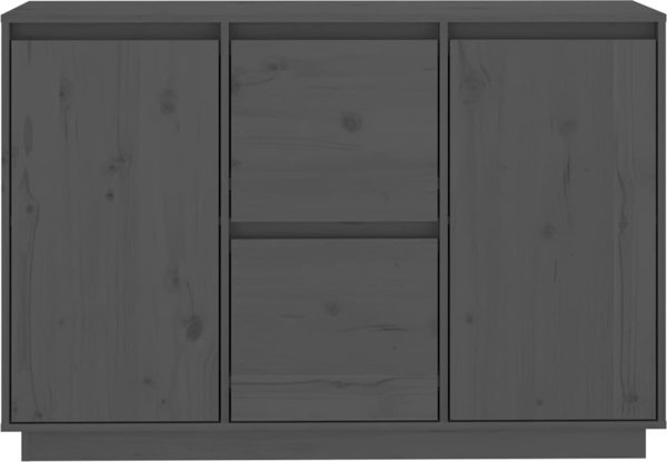 vidaXL Komoda, szara, 111x34x75 cm, lite drewno sosnowe