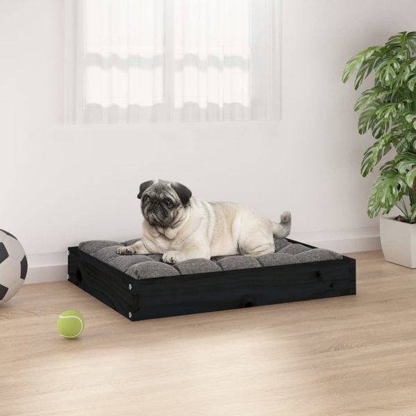 vidaXL vidaXL Legowisko dla psa, czarne, 61,5x49x9 cm, lite drewno sosnowe