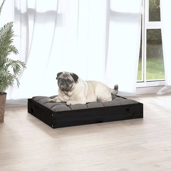 vidaXL vidaXL Legowisko dla psa, czarne, 61,5x49x9 cm, lite drewno sosnowe