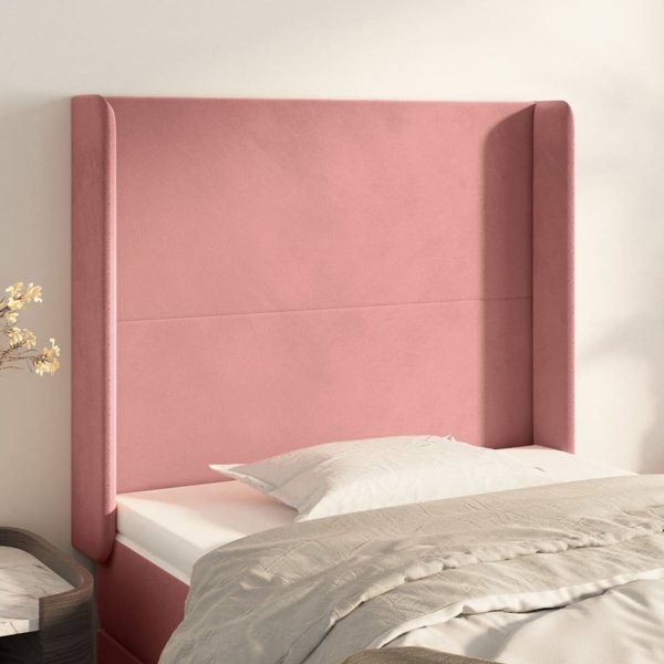 vidaXL Κεφαλάρι ουσάκ 103x16x118/128 cm, βελούδο, ροζ