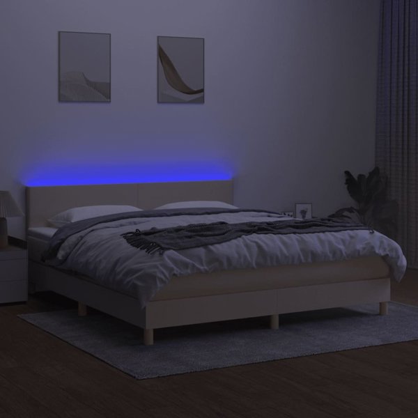 vidaXL Λευκό κρεβάτι kontynentalne με στρώμα, κρεμ, 180x200 cm, ύφασμα