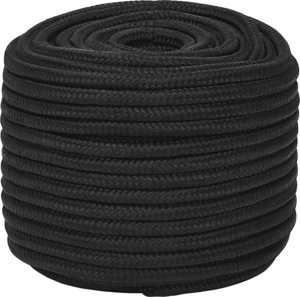 vidaXL Ναυτικό σχοινί, μαύρη μονοχρωμία, 14 mm, 100 m, πολυπροπυλένιο