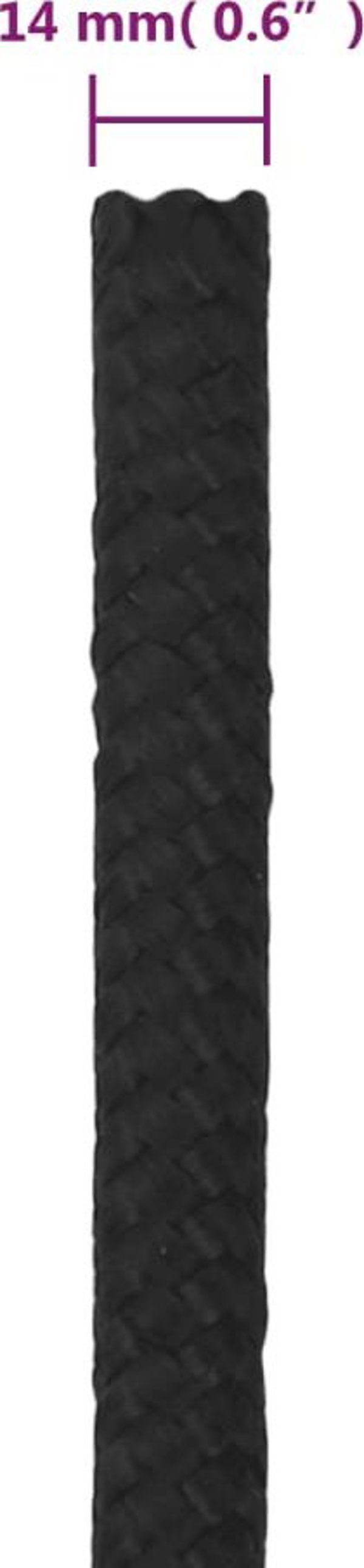 vidaXL Ναυτικό σχοινί, μαύρη μονοχρωμία, 14 mm, 100 m, πολυπροπυλένιο