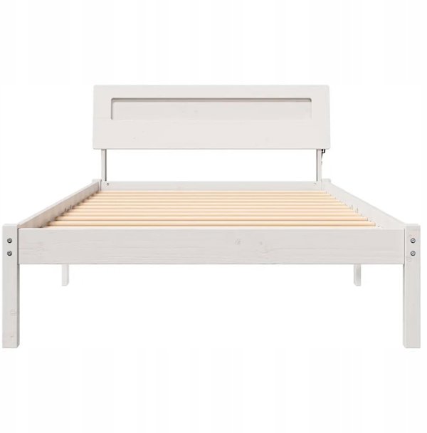 vidaXL Πλαίσιο κρεβατιού με κεφαλάρι Λευκό 90 x 200 cm από μασίφ πεύκο