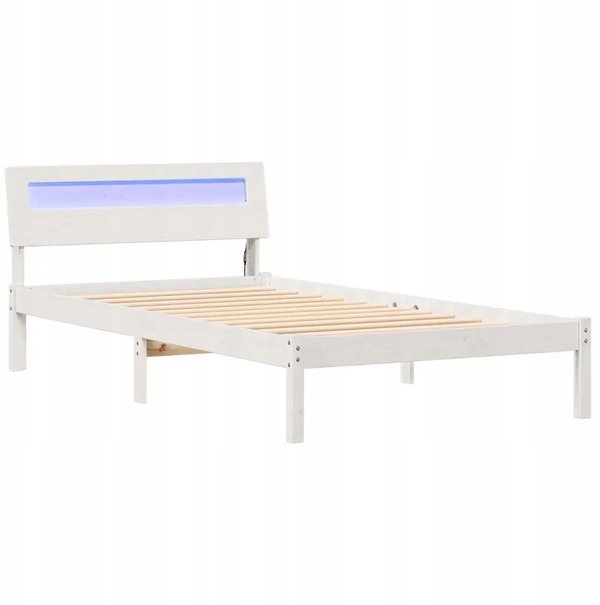 vidaXL Πλαίσιο κρεβατιού με κεφαλάρι Λευκό 90 x 200 cm από μασίφ πεύκο