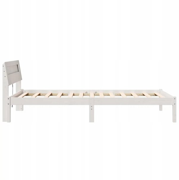 vidaXL Πλαίσιο κρεβατιού με κεφαλάρι Λευκό 90 x 200 cm από μασίφ πεύκο