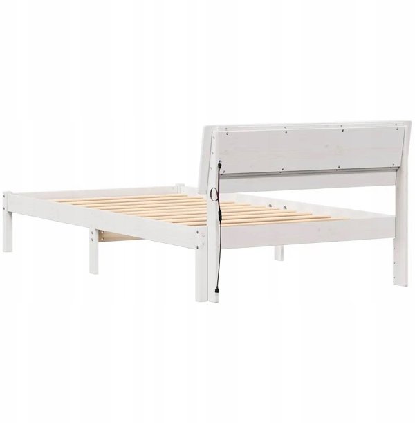 vidaXL Πλαίσιο κρεβατιού με κεφαλάρι Λευκό 90 x 200 cm από μασίφ πεύκο