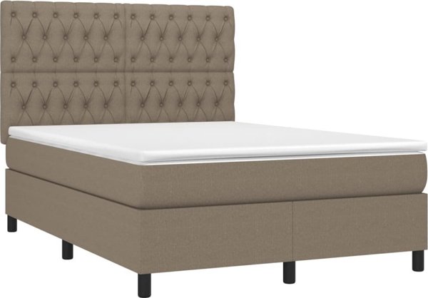 vidaXL Κρεβάτι Continental με στρώμα, ταμπά, 140x200 cm, ύφασμα