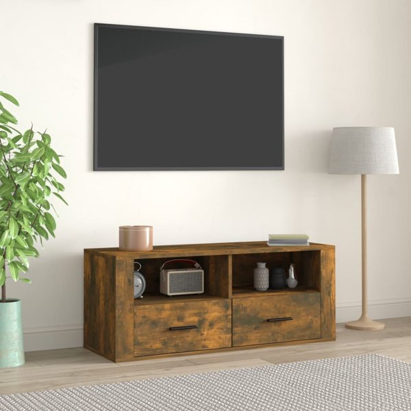 vidaXL Szafka pod telewizor, przydymiony dab, 100x35x40 cm