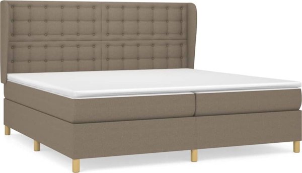 vidaXL Κρεβάτι κοντινεντάλ με στρώμα taupe υφασμάτινο 200x200 cm