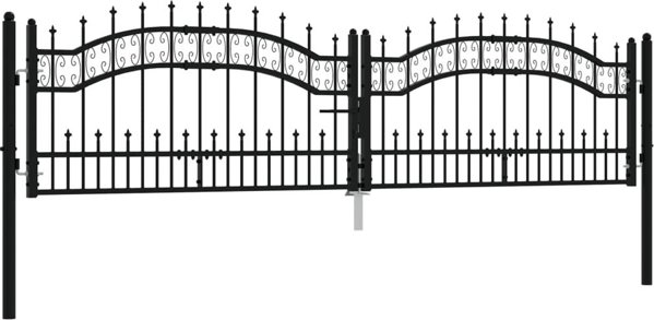 vidaXL vidaXL Brama z grotami, czarna, 305x120 cm, malowana proszkowo stal