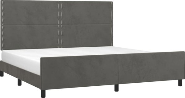 vidaXL Rama κρεβατιού με κεφαλάρι, σκούρο γκρι, 200x200 cm, βελούδο