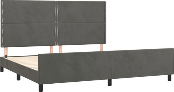 vidaXL Rama κρεβατιού με κεφαλάρι, σκούρο γκρι, 200x200 cm, βελούδο
