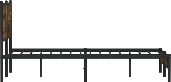 vidaXL Μεταλλική κορνίζα κρεβατιού χωρίς στρώμα, καπνιστή δρύς, 150x200 εκ