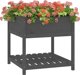 vidaXL Γλάστρα με ράφι, γκρι, 82,5x82,5x81 cm, από μασίφ πεύκο