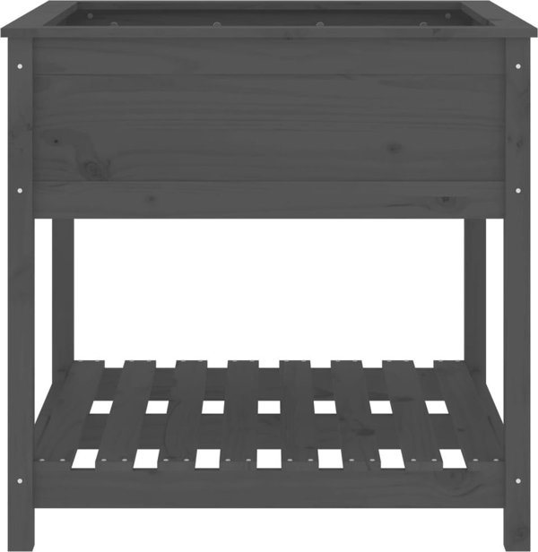 vidaXL Γλάστρα με ράφι, γκρι, 82,5x82,5x81 cm, από μασίφ πεύκο