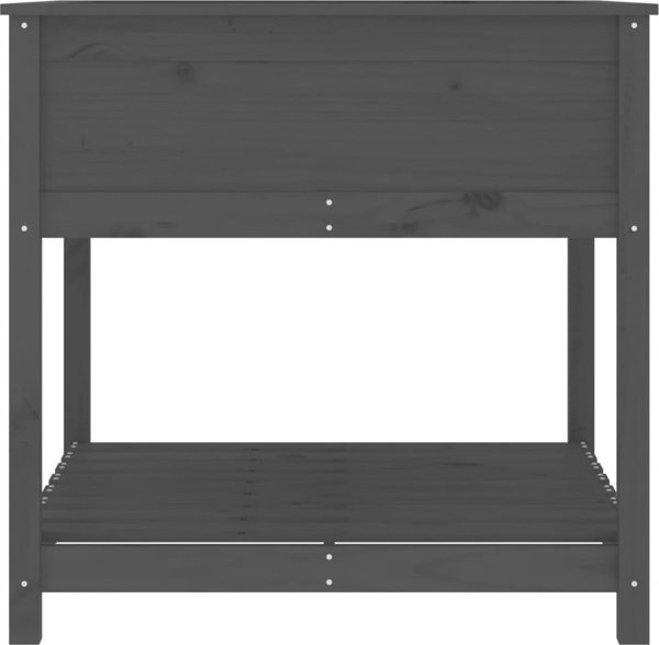 vidaXL Γλάστρα με ράφι, γκρι, 82,5x82,5x81 cm, από μασίφ πεύκο