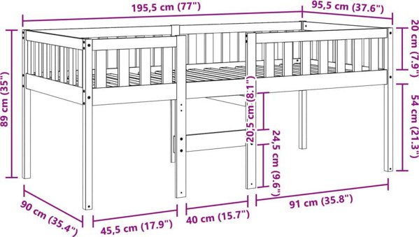 vidaXL Παιδικό κρεβάτι χωρίς στρώμα, καστανοκόκκινο κερί, 90x190 cm, πεύκο