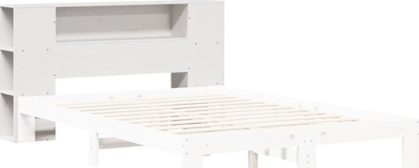 vidaXL Κεφαλάρι κρεβατιού με ράφια, λευκό, 150 εκ, ξύλο πεύκου