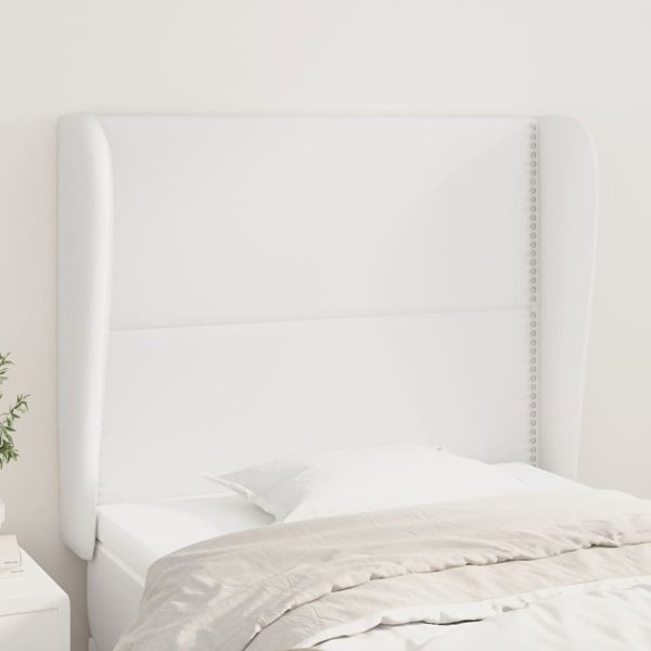 vidaXL Υποστήριγμα κεφαλιού uszak, λευκό, 103x23x118/128 εκ., τεχνητό δέρμα