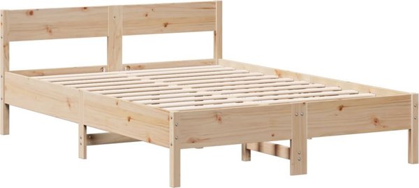 vidaXL Κρεβάτι με ράφι 140x200 cm από μασίφ πεύκο