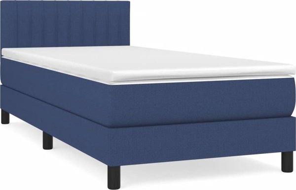 vidaXL Κοντινεντάλ Κρεβάτι με Στρώμα, Μπλε, Υφασμάτινο, 100x200 εκ