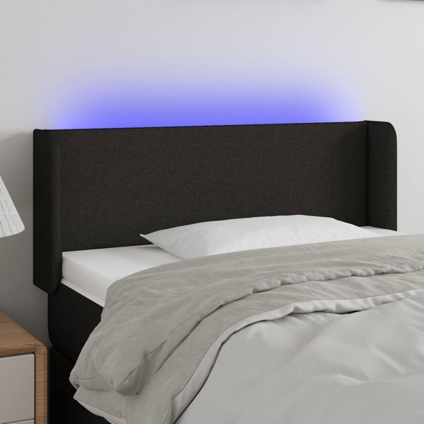 vidaXL Κεφαλάρι Κρεβατιού με LED, Μαύρο, 83x16x78/88 εκ., ύφασμα