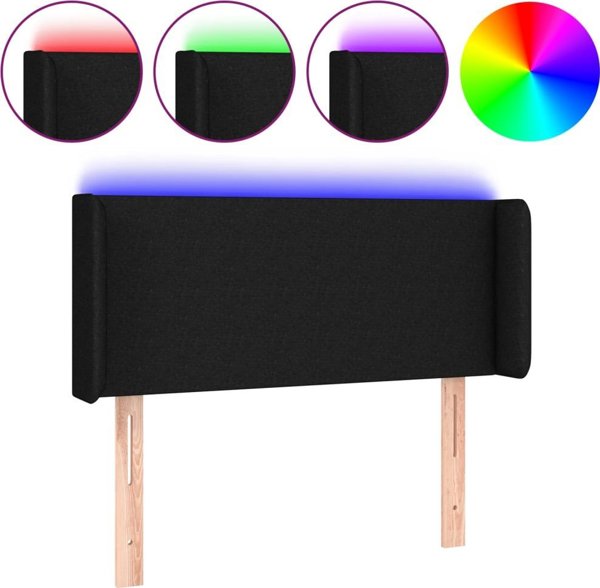 vidaXL Κεφαλάρι Κρεβατιού με LED, Μαύρο, 83x16x78/88 εκ., ύφασμα