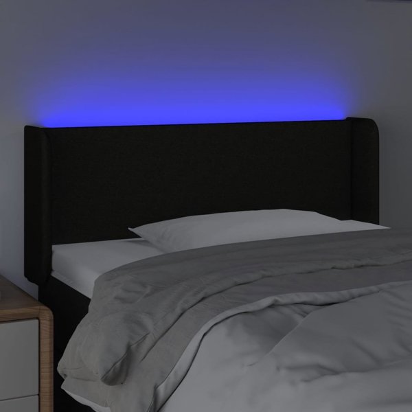vidaXL Κεφαλάρι Κρεβατιού με LED, Μαύρο, 83x16x78/88 εκ., ύφασμα