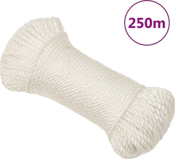 vidaXL Λευκή σχοινιά εργασίας, 3 χλστ, 250 μ, πολυπροπυλένιο
