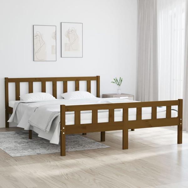 vidaXL Rama κρεβατιού, μέλι καφέ, μασίφ ξύλο, 120x200 εκ.