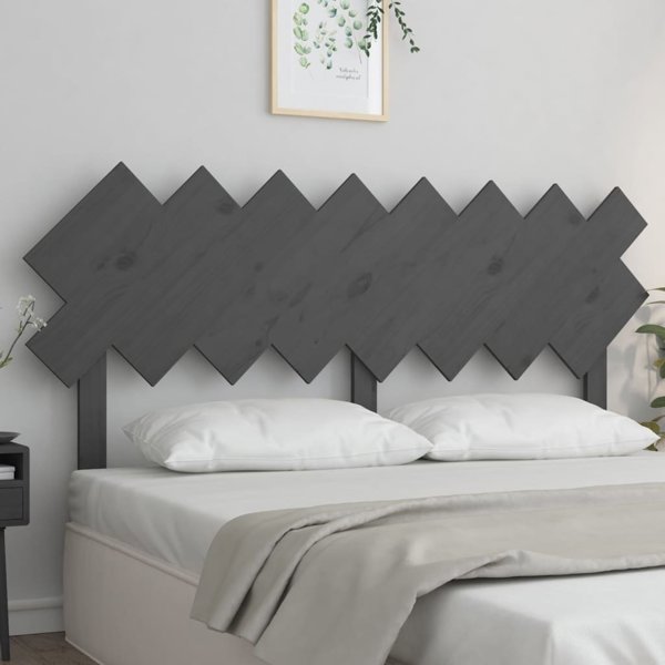vidaXL Κεφαλάρι κρεβατιού, γκρι, 159,5x3x80,5 εκ., μασίφ ξύλο πεύκου