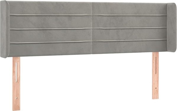 vidaXL Πλάτη κρεβατιού με LED, ανοιχτό γκρι, 147x16x78/88 cm, βελούδο
