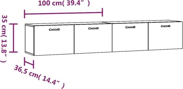 vidaXL Σετ 2 επιτοίχιες ντουλάπες, γκρι μπετό, 100x36,5x35 εκ