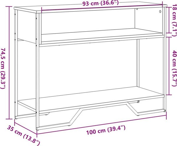 vidaXL Κονσόλα Τραπέζι, Γκρι Sonoma Δρυς, 100x35x74,5 εκ