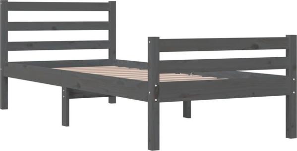 vidaXL Rama κρεβατιού, γκρι, μασίφ ξύλο, 100x200 cm