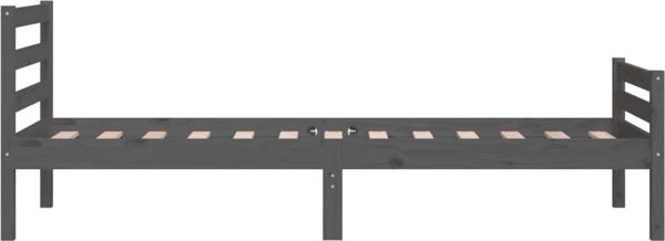 vidaXL Rama κρεβατιού, γκρι, μασίφ ξύλο, 100x200 cm
