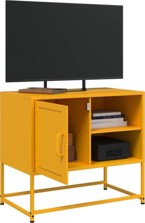 vidaXL Szafka pod telewizor, musztardowa, 68x39x60,5 cm, stalowa