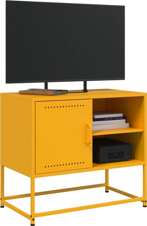 vidaXL Szafka pod telewizor, musztardowa, 68x39x60,5 cm, stalowa